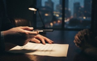 What is the role of an executor in Illinois probate? Two people reviewing a document at a desk, with one holding a pen.